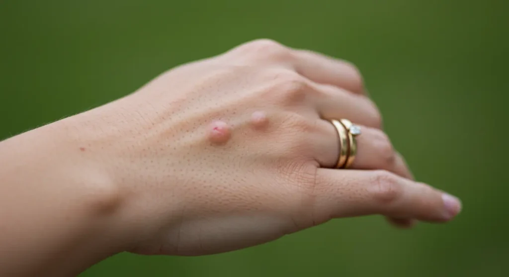 a woman's hand who is experiencing allergy symptoms